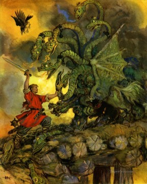 素晴らしい物語 Painting - ロシアのニコライ・コチェルギン・イワン・ザ・農民の息子と中道勇道素晴らしい